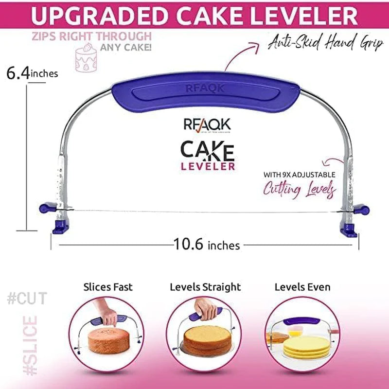 35Pcs Cake Turntable and Leveler-Rotating Cake Stand with Non Slip Pad-7 Icing Tips and 20 Bags- Straight & Offset Spatula-3 Scraper Set -Ebook-Cake Decorating Supplies Kit -Baking Tools