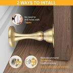 Magnetic Door Stopper, Strong Magnetic Door Holder Keep Door Open, Zinc Alloy Door Catch for Wall & Floor Mounting, No Drilling Door Stop with Adhesive (1 Pack Brushed Gold)