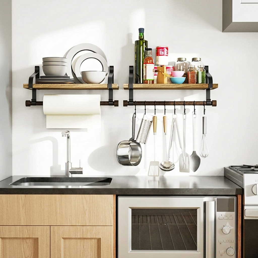 KitchenRack™ - Estante Flotante Multifuncional para Cocina