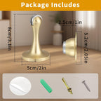 Magnetic Door Stopper, Strong Magnetic Door Holder Keep Door Open, Zinc Alloy Door Catch for Wall & Floor Mounting, No Drilling Door Stop with Adhesive (1 Pack Brushed Gold)